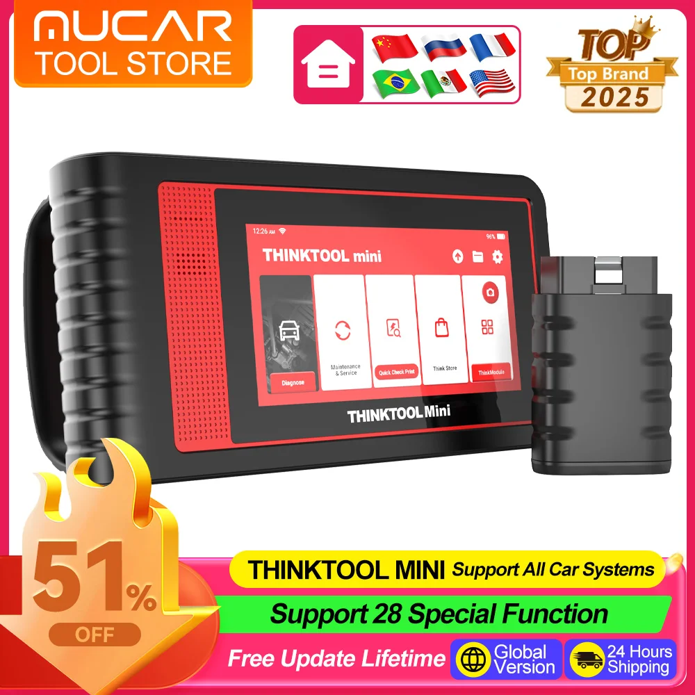 

THINKCAR THINKTOOL MINI Diagnostic Tools Full System OBD2 Scanner 28 Reset Automotive Car Code Reader Free Update Car Scan Tool