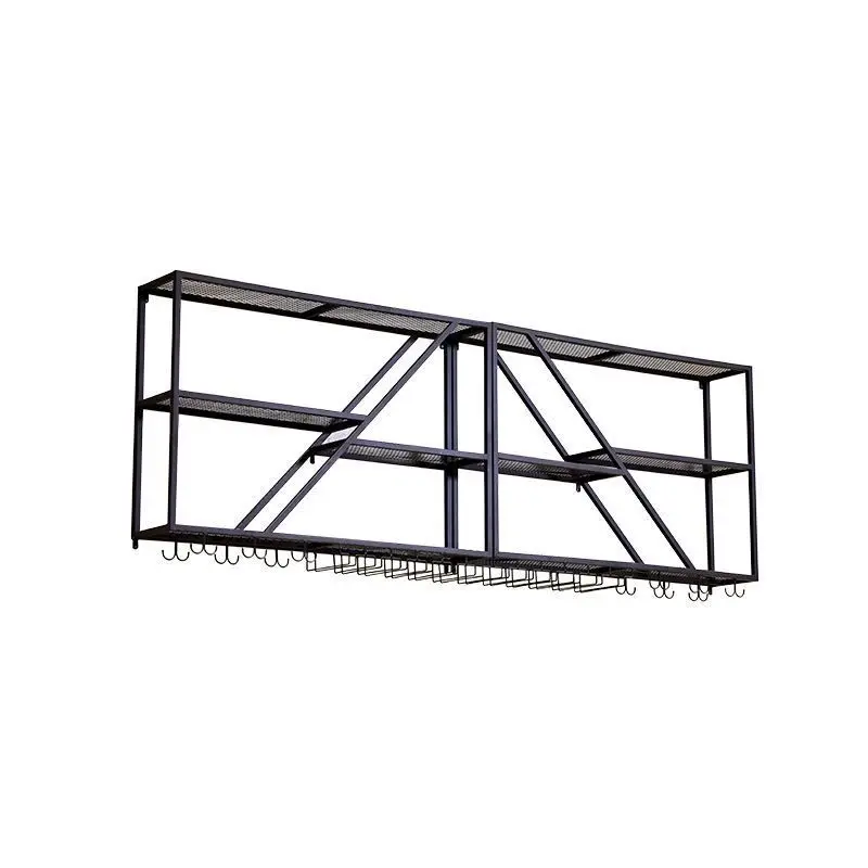

Industrial Creative Bar Wine Rack Bar Counter Shelf Restaurant Wall Wrought Iron Red Wine Wall Mounted Wine
