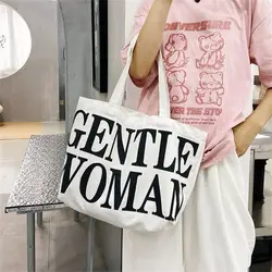 Women Shoulder Bags Birthday Gifts Stylish Personality Letter Travel Canvas Handbags Gentlewoman Large Capacity Tote Bags