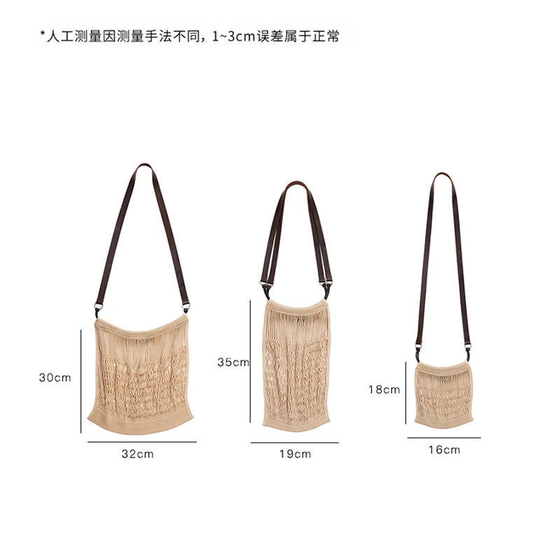 Women's Hollow Slim Mesh Pocket Design Open Top Luxury Designer Handbags 2024 New Polyester Woven Underarm Mesh Shoulder Bag