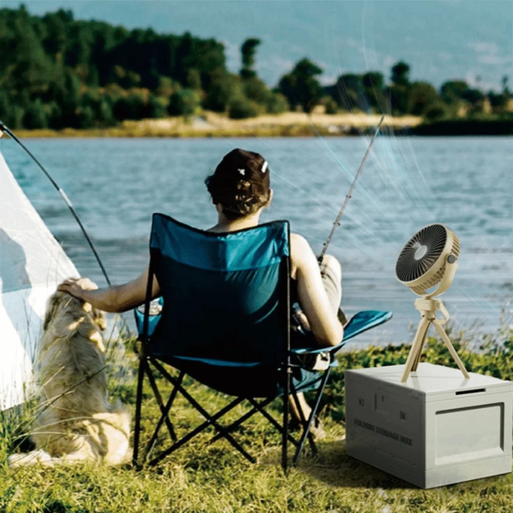 3 Speed Portable Camping Fan Night Light 3-in-1 Design Hanging Fan Long Battery Life Triangle Bracket Standing Fan Daily Use