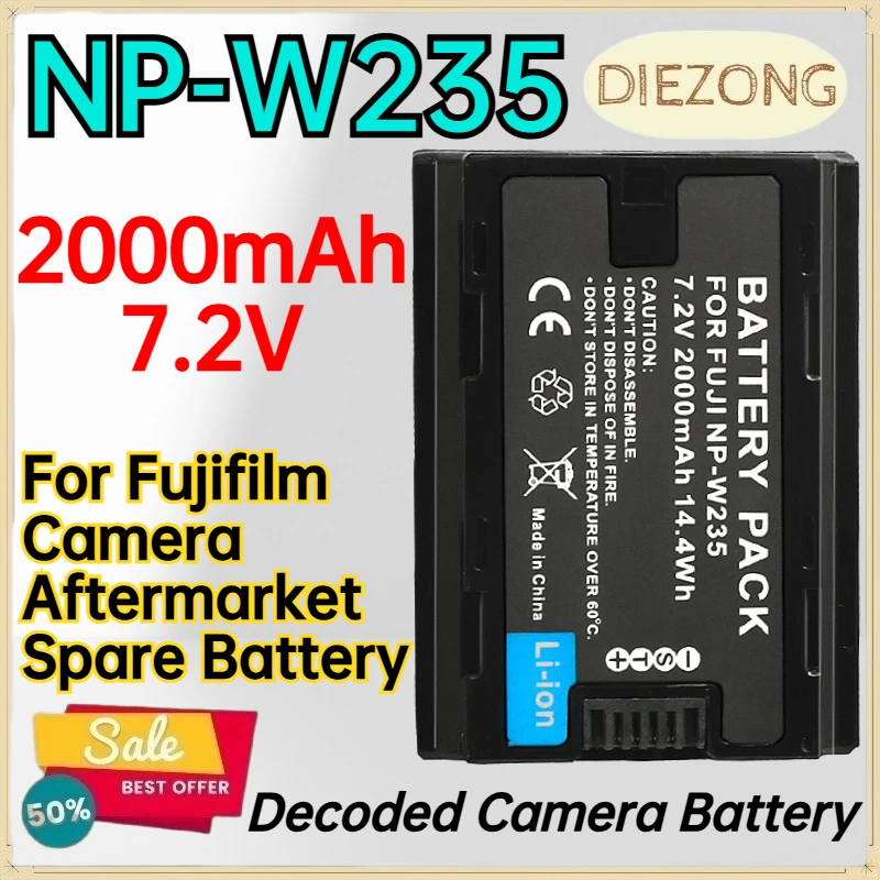 NP-W235 7.2V 2000mAh Decoded Camera Battery for Fujifilm Camera Aftermarket Spare Battery