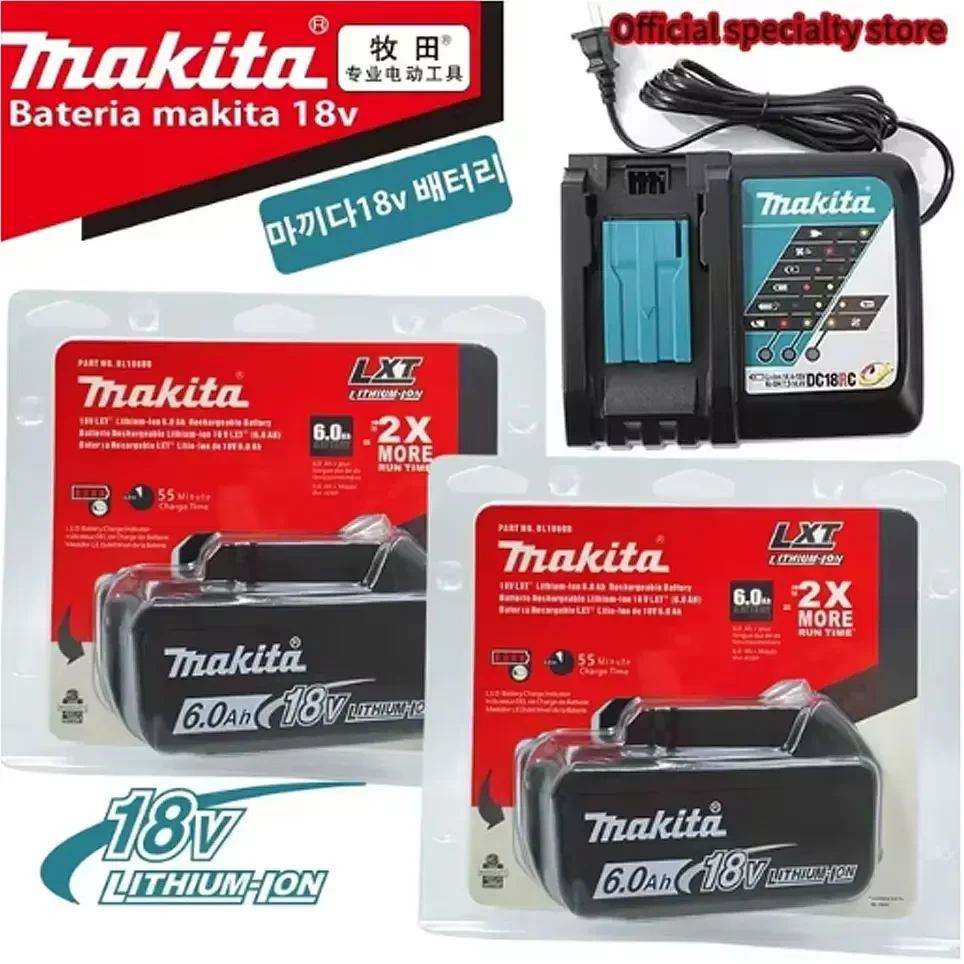 

Original Makita 18V 6A Rechargeable Power Tools Battery 18V makita with LED Li-ion Replacement LXT BL1860B BL1860 BL1850 Charger