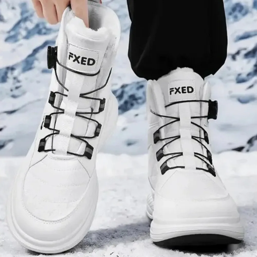 2026 جودة عالية حذاء الثلج عالي الرقبة دافئ أحذية الشتاء الجديدة الدانتيل متابعة مريحة حذاء من الجلد في الهواء الطلق مقاوم للماء أحذية التنزه