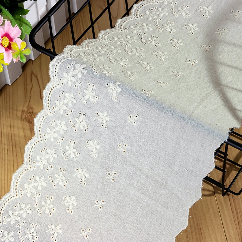 15CM Wide Cotton Embroidered Flowers Lace Guipure Ribbon White Beige Dress Clothes Sewing Collar Trim Handmade DIY Lace Material