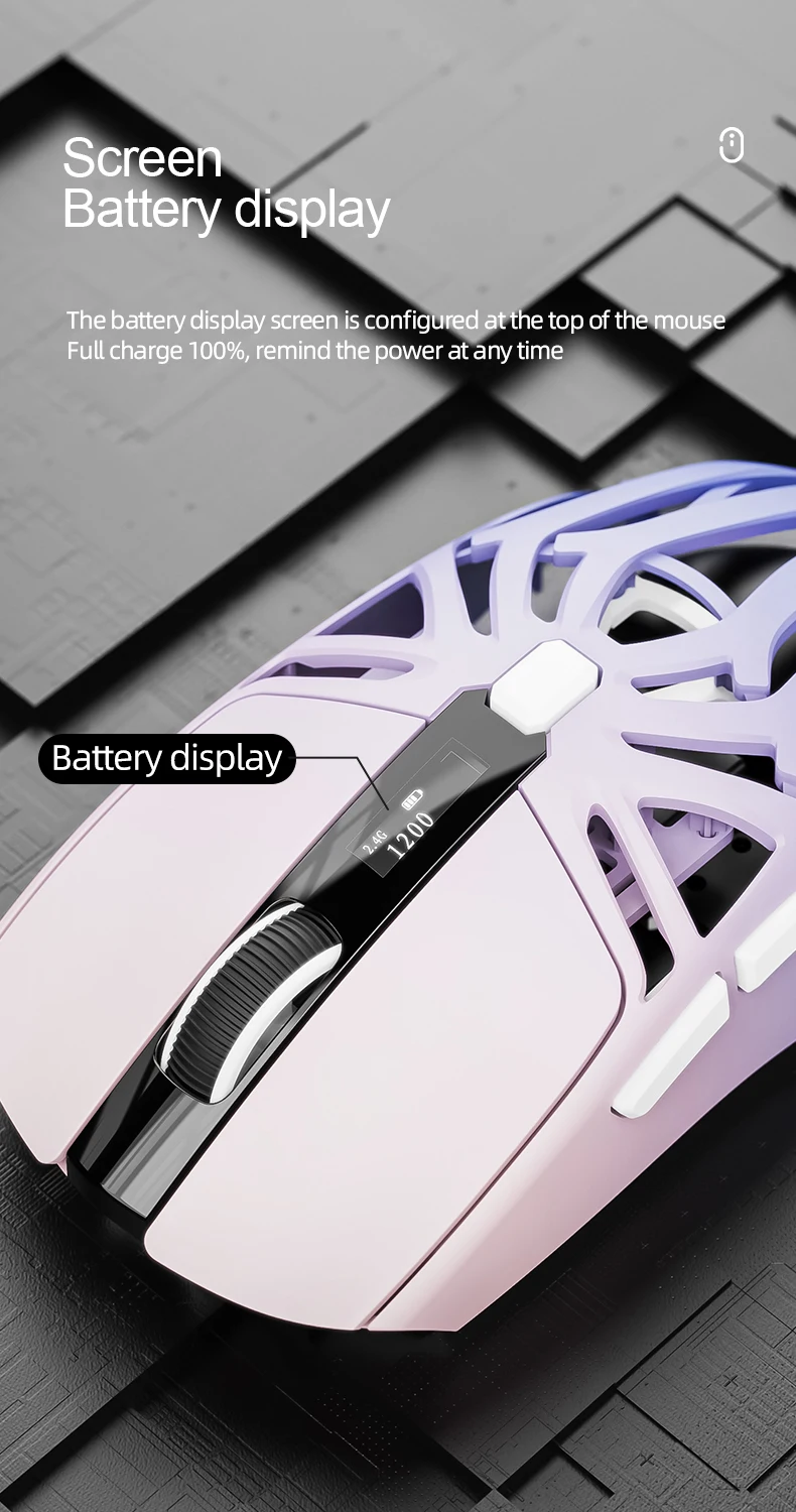 SMAILWOLF RS8 Bluetooth Kabellose 2,4G Gaming-Maus Drei-Modus Leichtgewicht PAW3311 E-Sports-Spiel 1K Rücklaufrate 10000DPI Computer – Detail 7