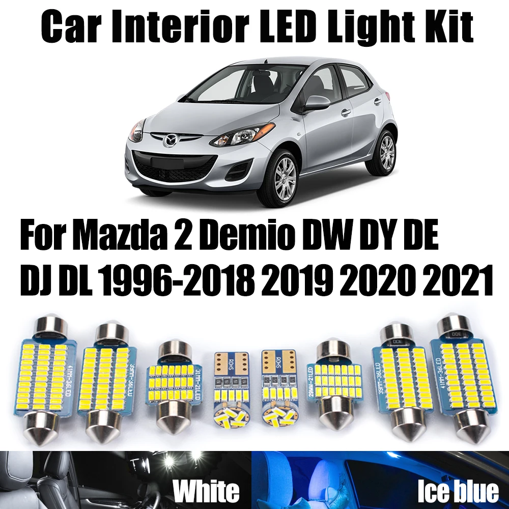 

LED Interior Ceiling Dome Light Kit For Mazda 2 Demio DW DY DE DJ DL 1996-2015 2016 2017 2018 2019 2020 2021 Canbus Car Lighting