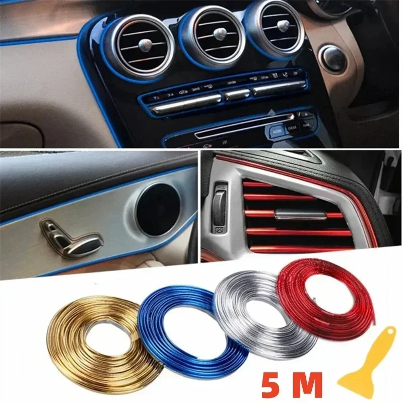 Fita Decorativa Macia de 5m para Carro, Decoração do Painel de Instrumentos, Porta, Acessórios de Decoração Interior do Carro