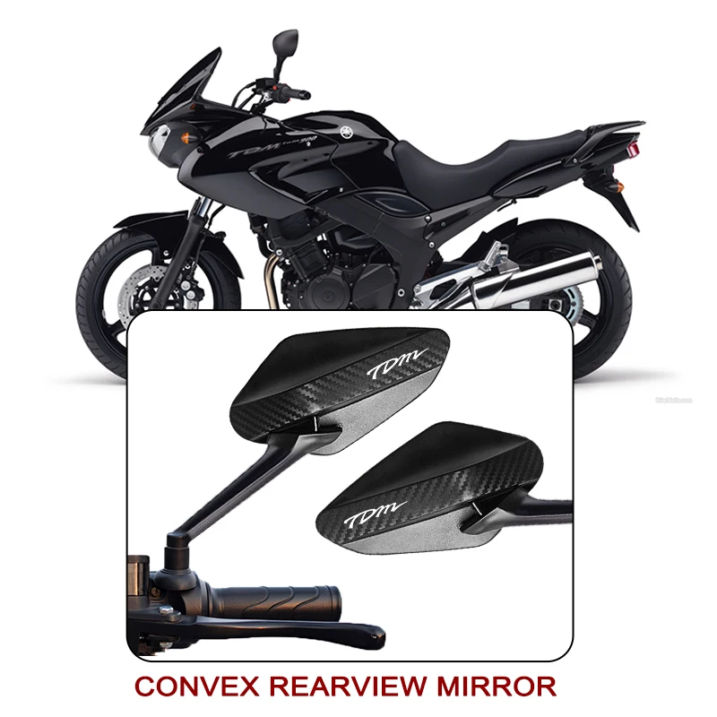 2 قطعة/زوج ركوب ألياف الكربون المضادة للوهج محدب مرآة الرؤية الخلفية لياماها TDM 850 4tx 900 TDM850 TDM900 شعار مخصص #1
