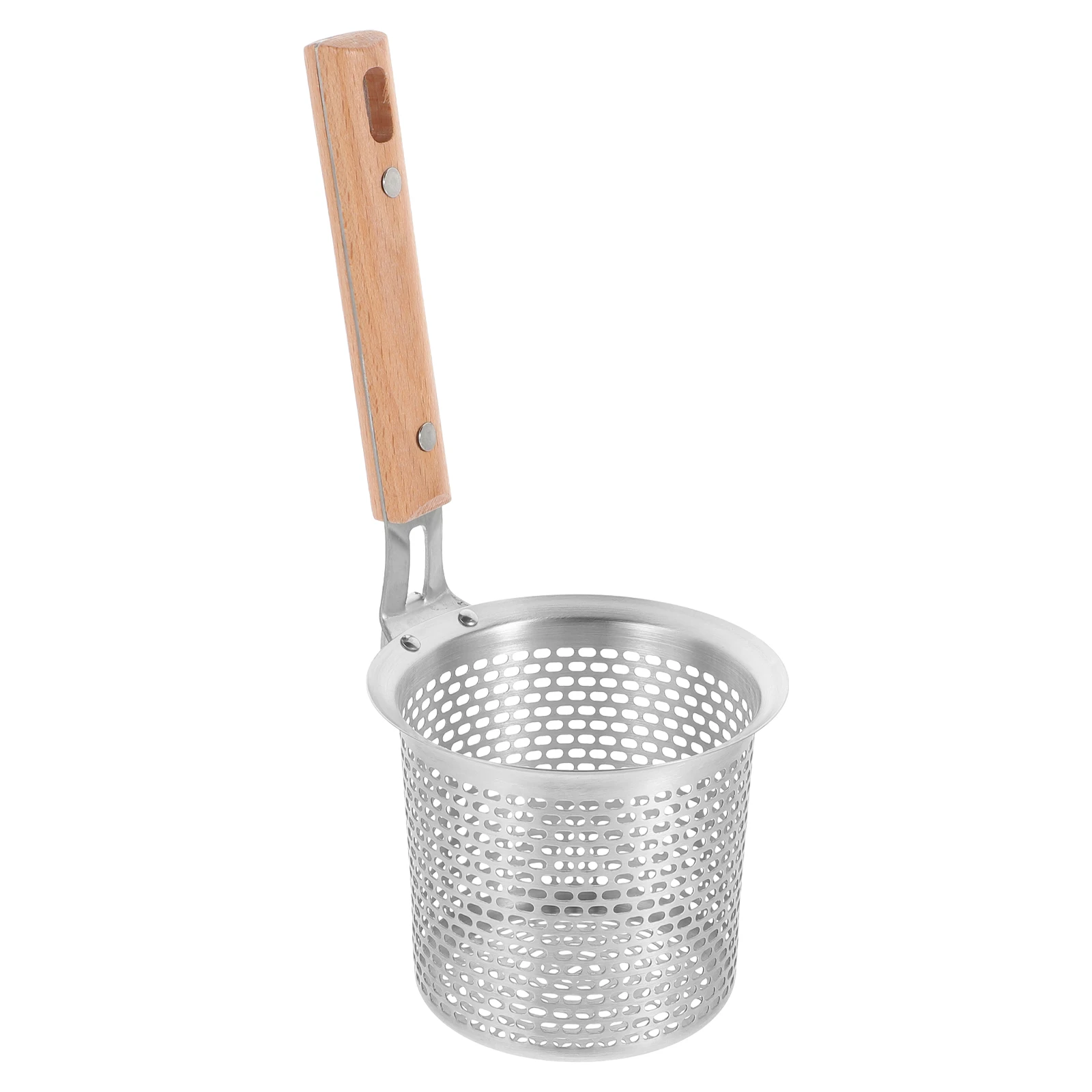 

304 Stainless Steel Noodle Baskets Cooking Filter Basket Long H Wooden Spoon Pasta Strainer Food Serving Strainer