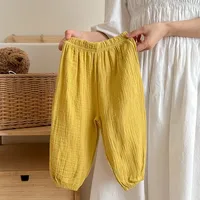 Solid Color Simple Children's Pants Summer Clothing Thin Loose Kids Anti-mosquito Pants Baby Girls Bloomers Casual Trousers 6