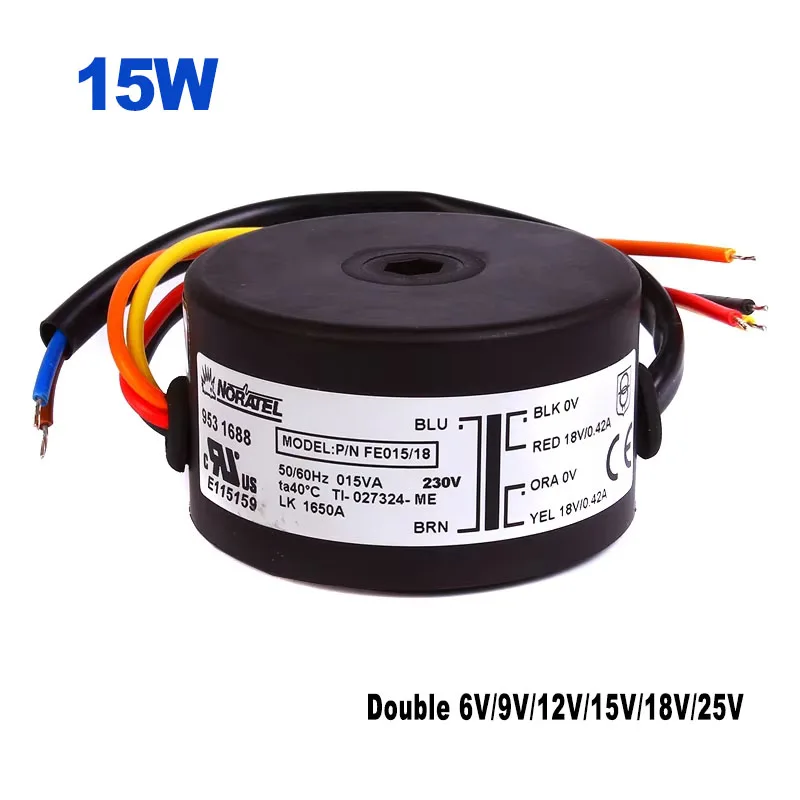 15VA Original NORATEL Multicomp Pro Toroidal Power Transformer For Home Sound Audio Amplifier DAC 15W Double 6V 9V 12V 15V 18V