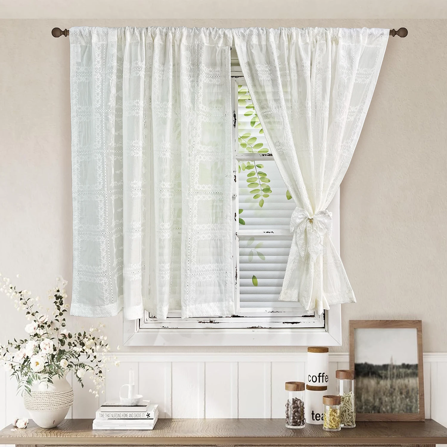 

1 шт., прозрачная занавеска с французской романтической дворцовой вышивкой для гостиной, вуаль, оконная драпировка, украшение для кухни, дома