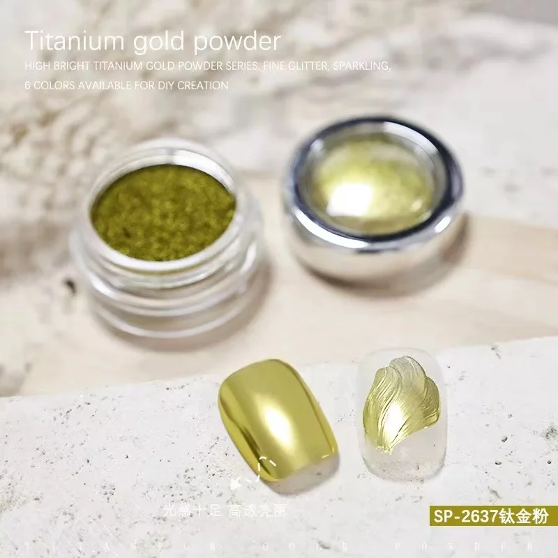 Poudre de miroir magique laser vert 6 couleurs, poussière d'ongles, poudre aurora, style gothique rétro