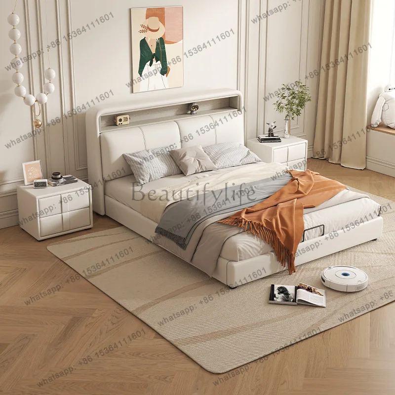 Factory Direct Sales Modern Simple Leather Bed Storage Soft Bag Double Flush Edge Bed