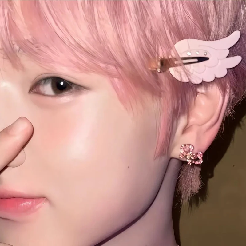7cm Wings Hairpin Fun Hairpin Y2K Traceless Hairpin with Diamonds Cosmetics Clip Side Broken Hair Bangs Clip Hair Accessories