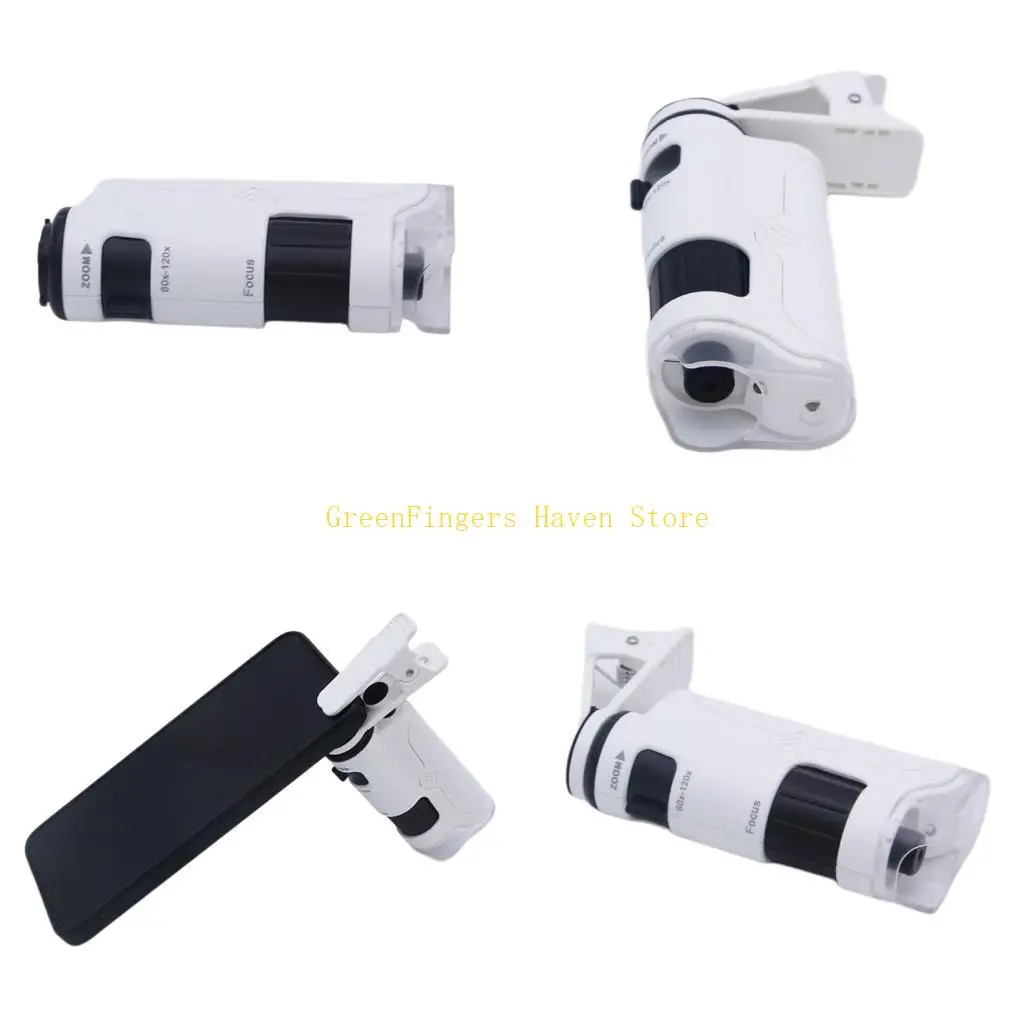 F68D Handheld with Phone Clip and LED Light for Jewelry Inspection, Antique Observation, Texture Review, and Acrylic Lens Study