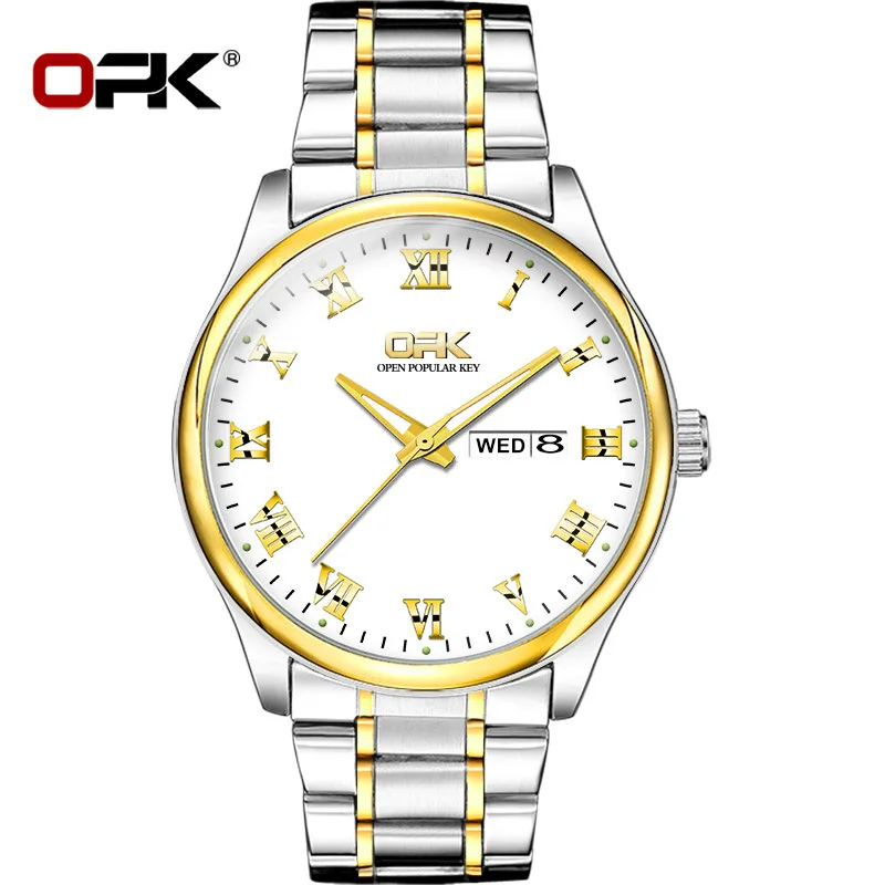 OPK-Montre à quartz double calendrier pour hommes, fabricants de montres de marque, vente en gros