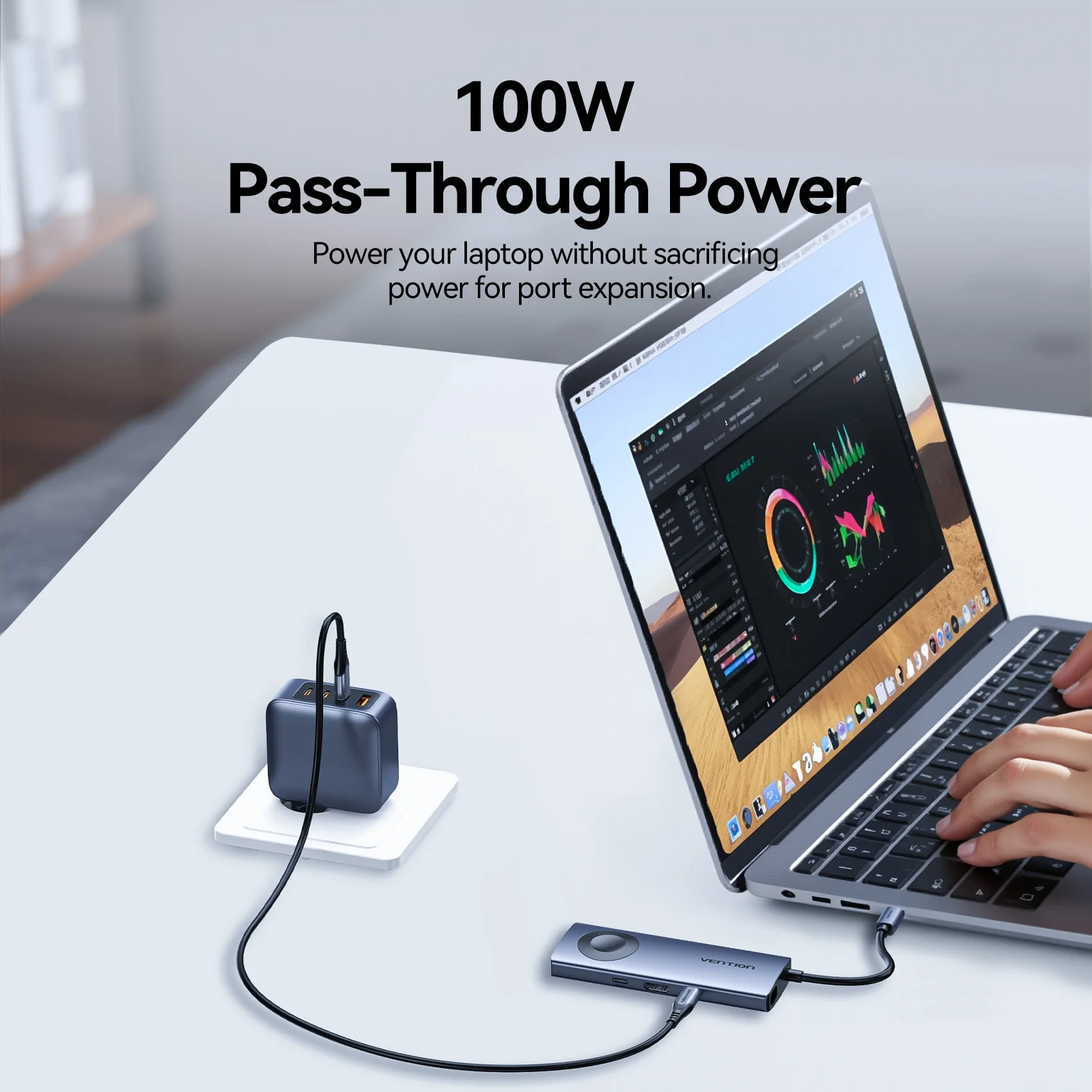 Vention USB C Hub 4K 60 Гц Беспроводное магнитное зарядное устройство для iWatch 1-9 серии USB 3.0 PD 100 Вт Hub для ноутбука Macbook iPad Samsung