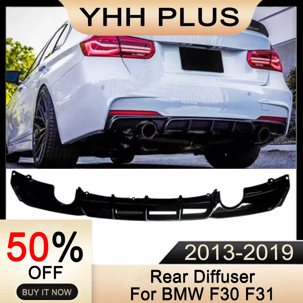 Rear Diffuser Dual Exit 13-19 For BMW 3 Series F30 F31 M Sport Accessories Gloss Black Trunk Spoiler Auto Exterior Parts HOT