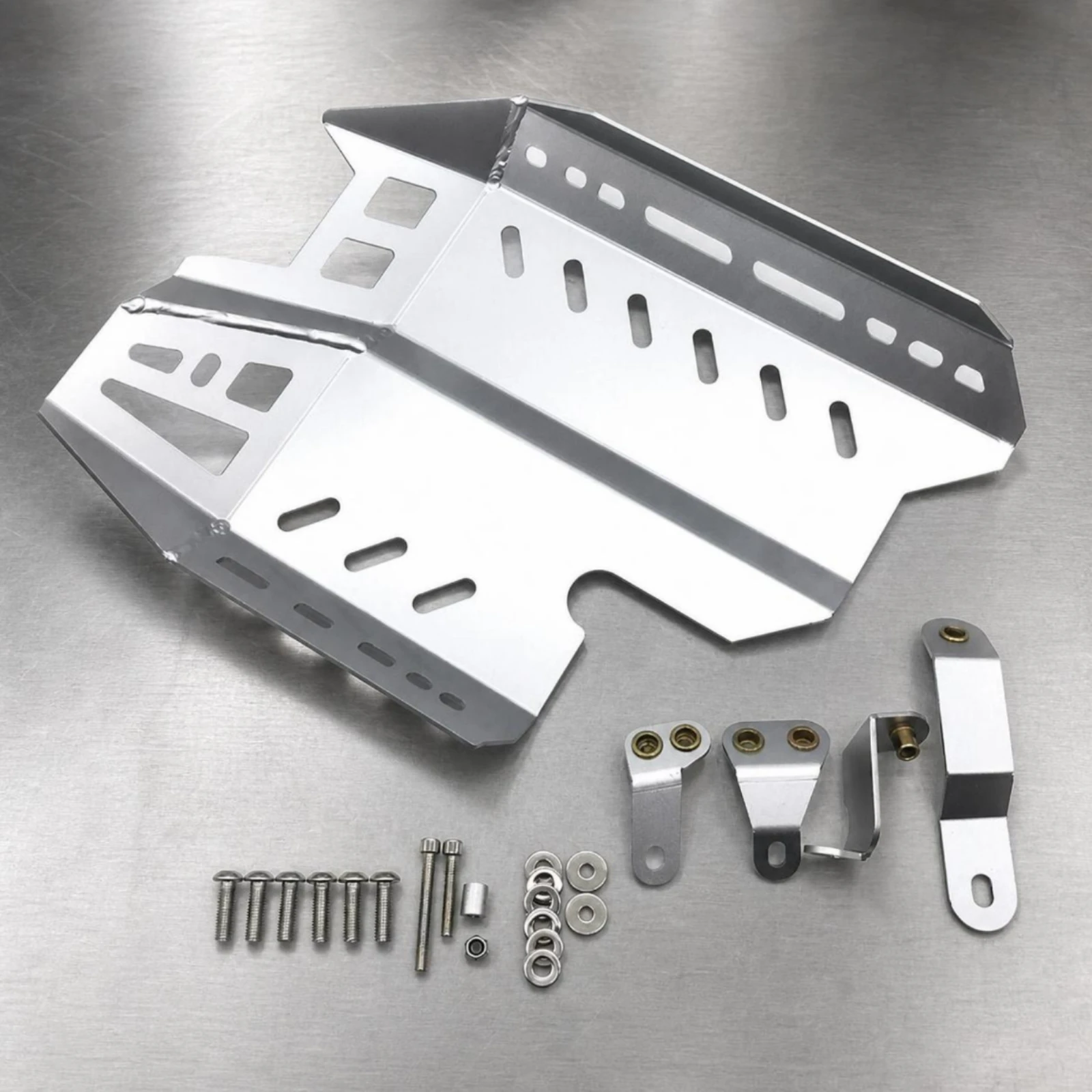 Skid Plate with Mounting Brackets Bolt-on Motorcycle Skid Plate Engine Sump Guard Slotted Under-Engine Guard Long-Lasting
