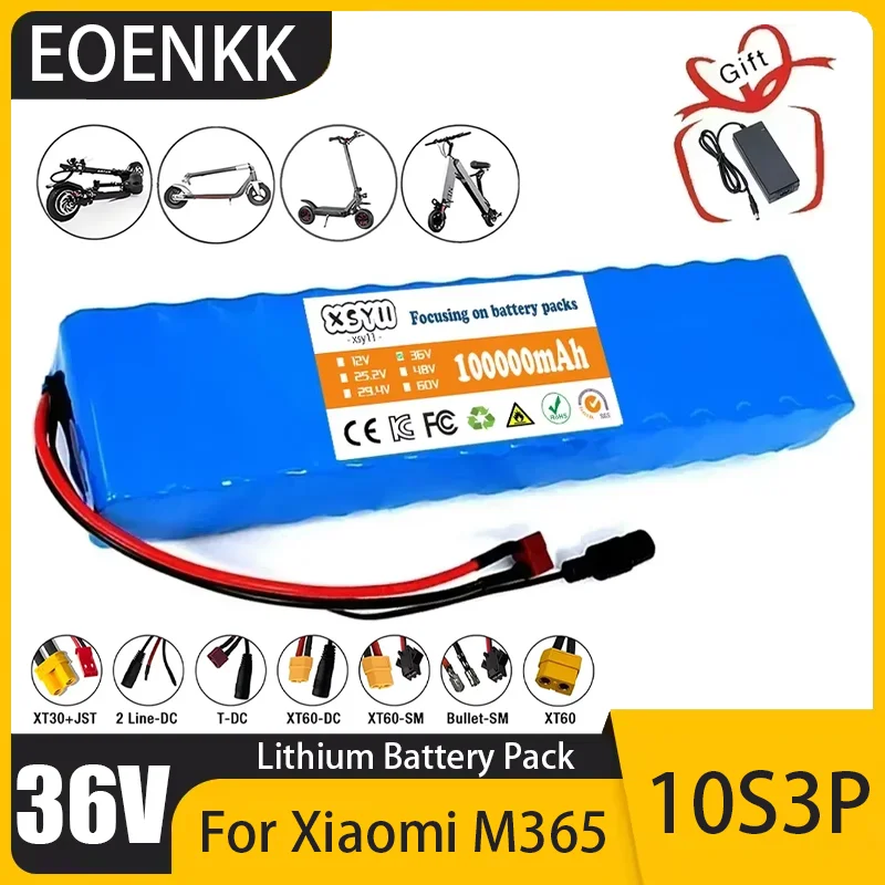 

36V 100Ah 18650 Rechargeable Lithium Battery Pack 10S3P 500W Power 36v lithium battery 36v ebike battery with BMS