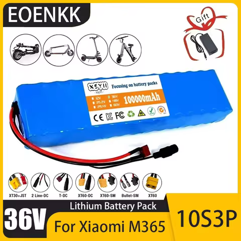 36V 100Ah 18650 Rechargeable Lithium Battery Pack 10S3P 500W Power 36v lithium battery 36v ebike battery with BMS