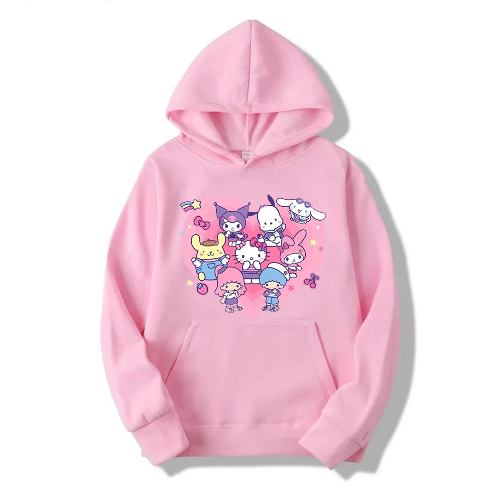 Spring and Autumn My melody And Kuromi Cartoon Anime Women Pullover Tops Spring Autumn Men Sweatshirt Pink Couple Hoodie Clothes