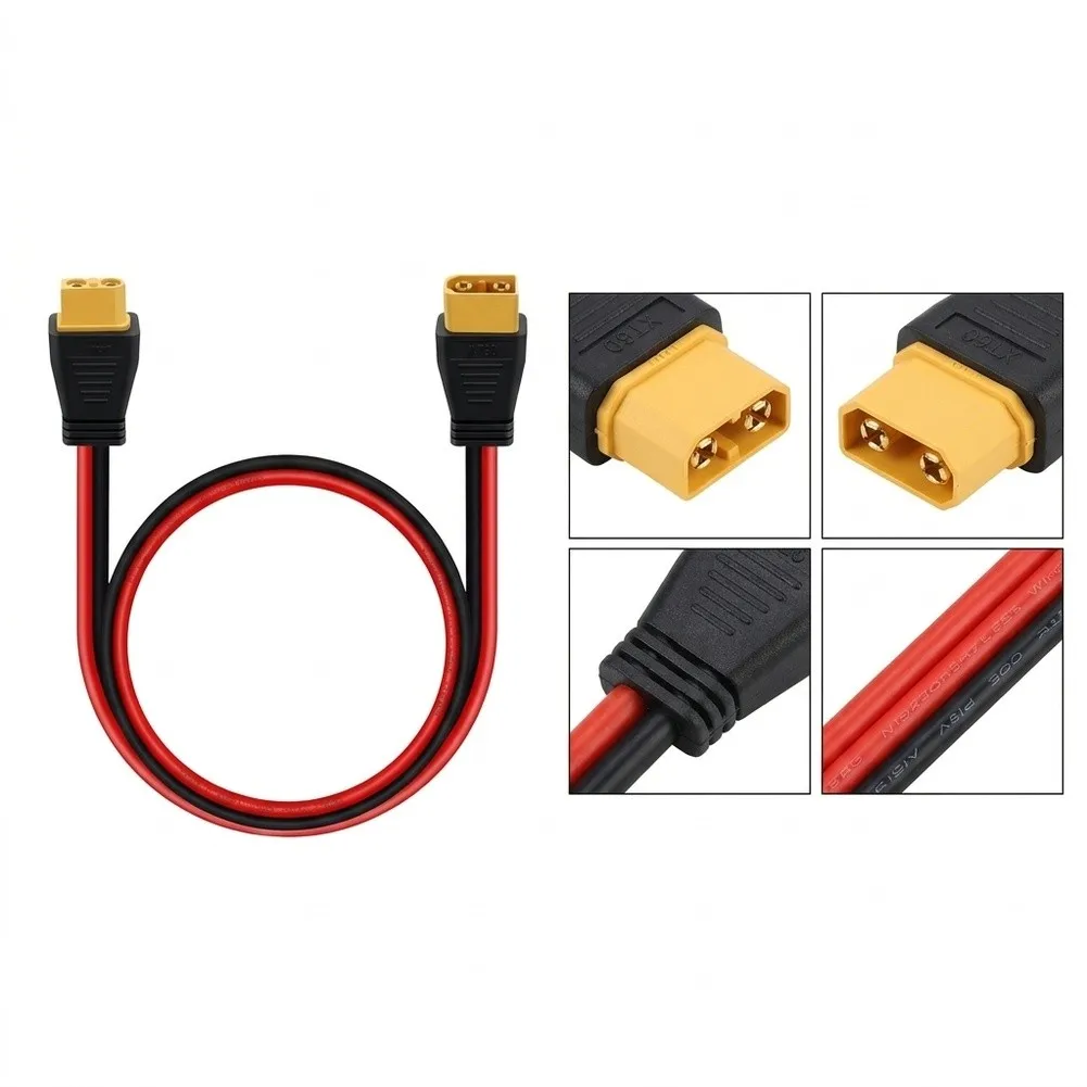 12AWG For XT60 Extension Cable 1.83m Gold Plated Terminals for RC Gliders Solar Charge Controllers and Marine Batteries