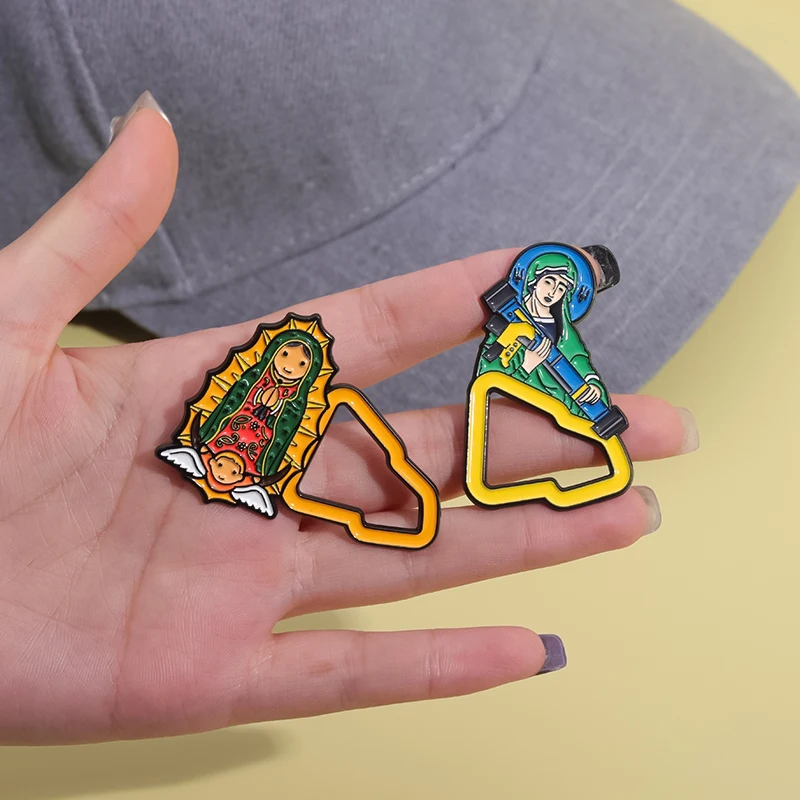 Mexican Our Lady of Guadalupe Enamel Pins Saint Jew Creative Brooches Jewelry Clothes Hat Decorative Lapel Badge for Gifts