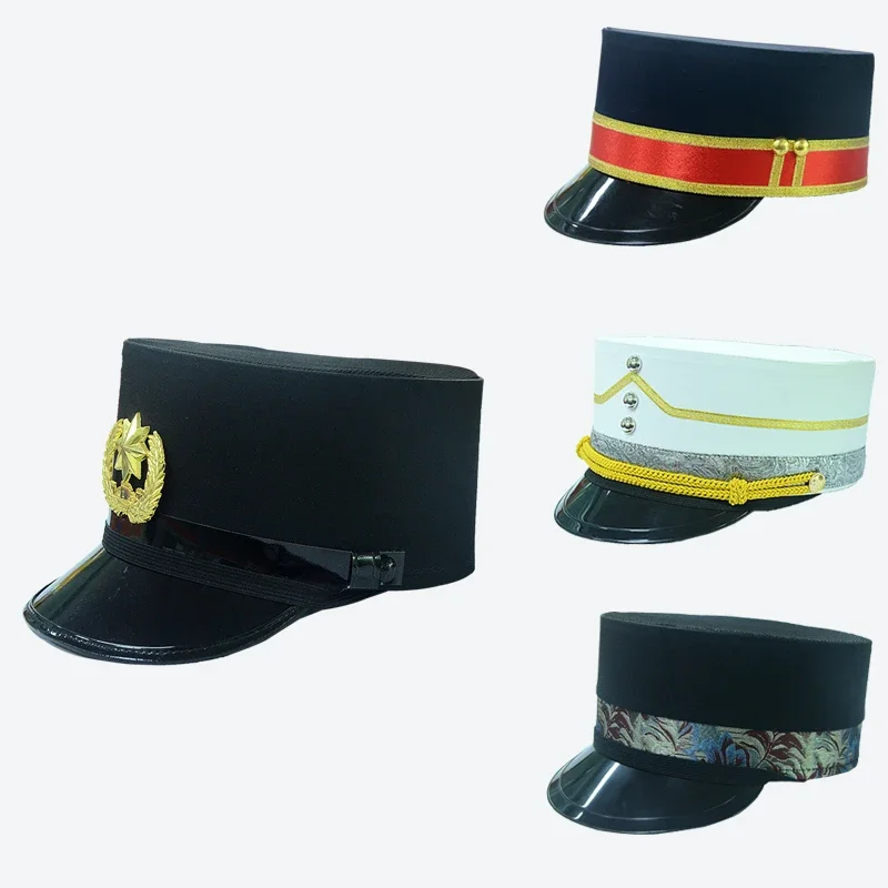 Cappello a cupola per hotel di alta qualità Cappello da cerimonia Porta di sicurezza Ragazzo Berretti in pizzo Berretto uniforme Berretto per dipendenti di servizio alberghiero unisex