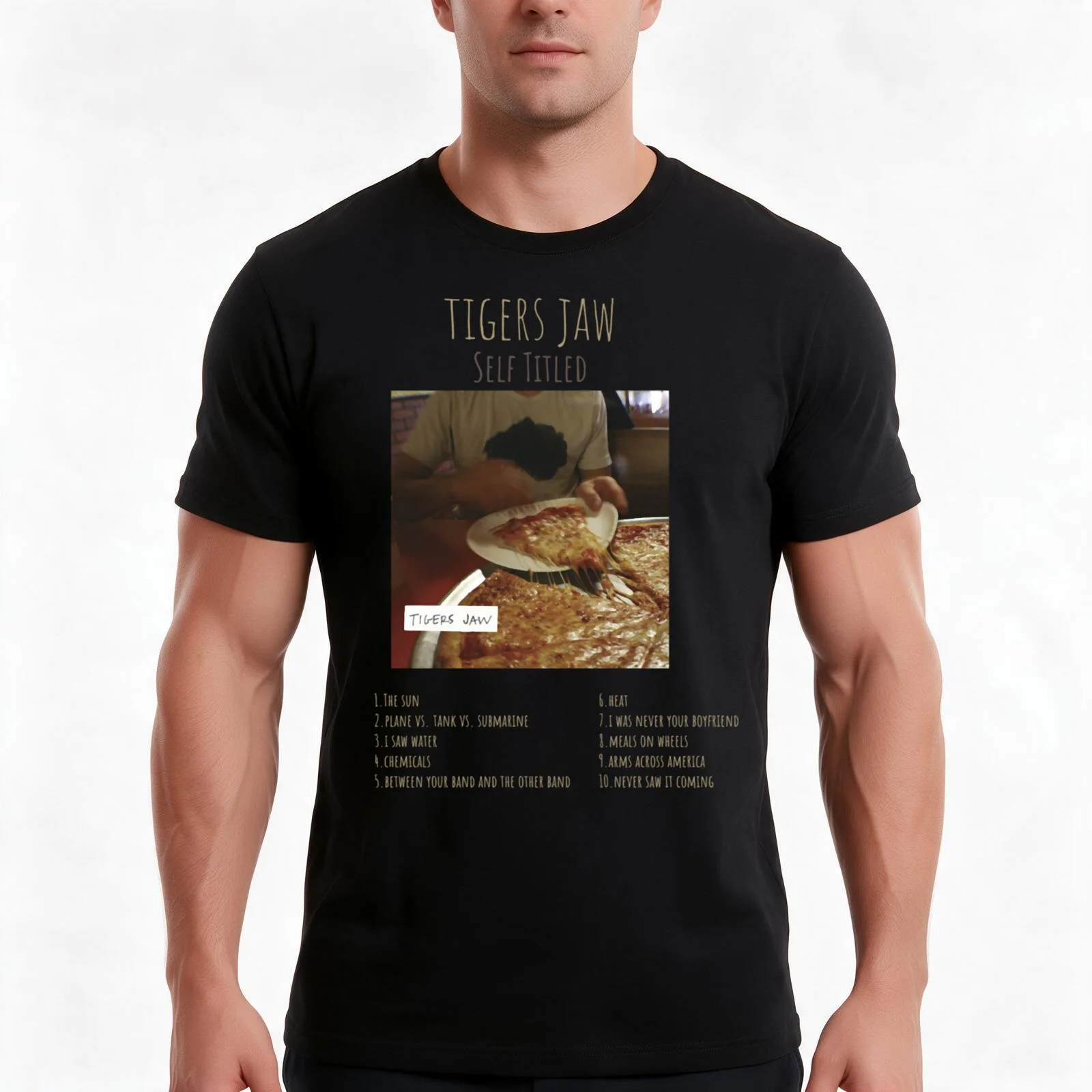 Tigers Jaw Self Titled Album Tracklist Logo T-Shirt, Summer Casual Cotton Tee, Oversized Streetwear Tops, Vintage Graphic Print