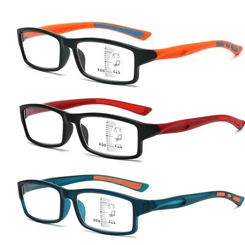 Gafas de lectura multifocales Vintage para mujer, gafas rectangulares progresivas, Unisex, Color de moda, visión de lejos, presbicia deportiva