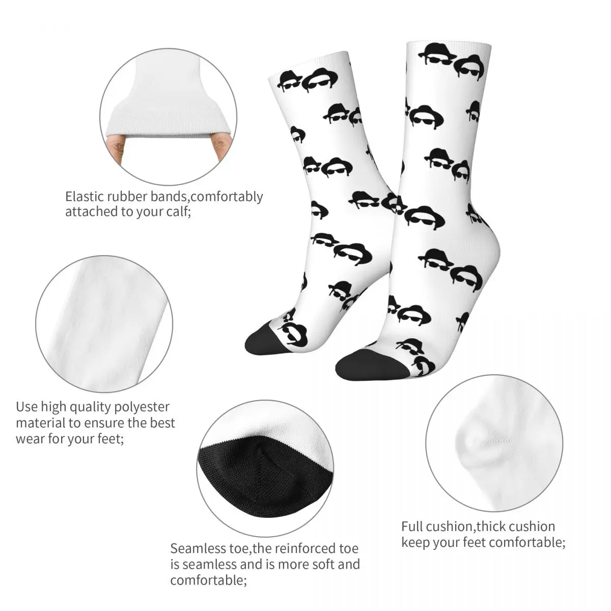 Fashion Male Men Socks Harajuku Elwood & Jake The Blues Brothers Sock High Quality Women Socks Spring Summer Autumn Winter