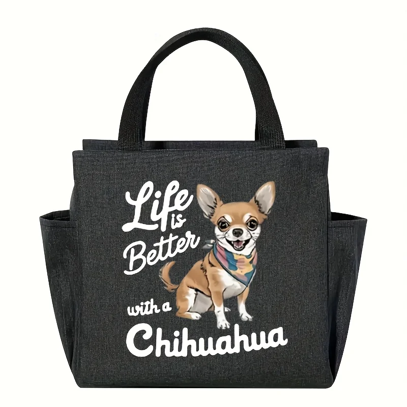 Tote Bag Suitable for Pet Loveras, Chihuahua Owners & Breeders - Handbag with Zipper Closure