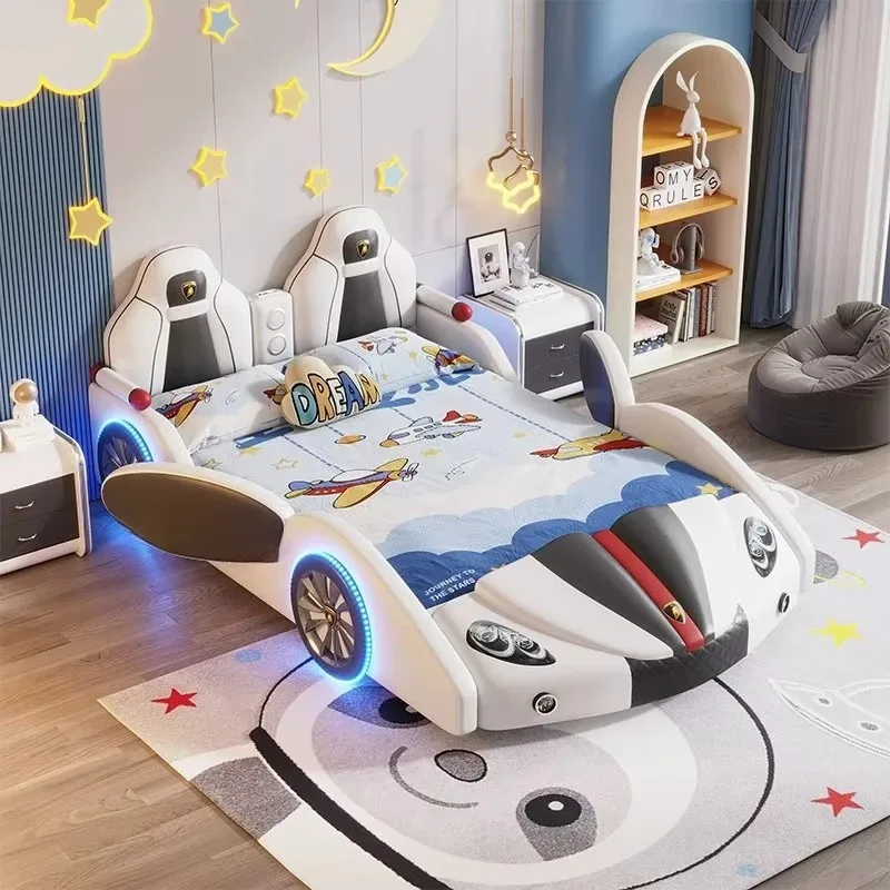 Modern New Design Car Bed for Kids High Quality Children Bed Set for Home Light Luxury king Size Leather Car Shaped Child Bed