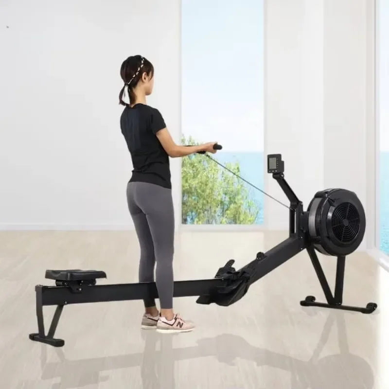 Custom Logo Commercial Air Rower Iron Frame Fan Flywheel Rowing Machine with Monitor Gym Fitness Equipment for Home Workout