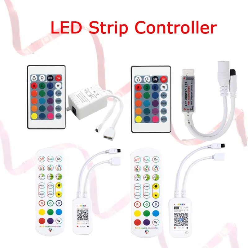 DC 12V LED Controller 24keys IR Blutooth WiFi Control SMD 2835 5050 RGB Led Strip Light LED Diammer Remote Wireless Controllers