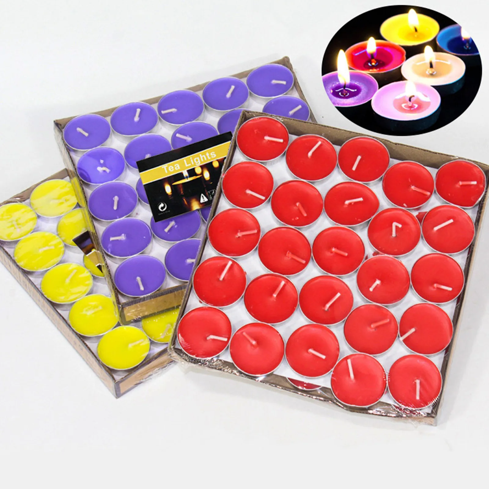 50 Smokeless Colored Small Round Candles Proposal Birthday Party Atmosphere Decoration Romantic Confession Decorative Candles