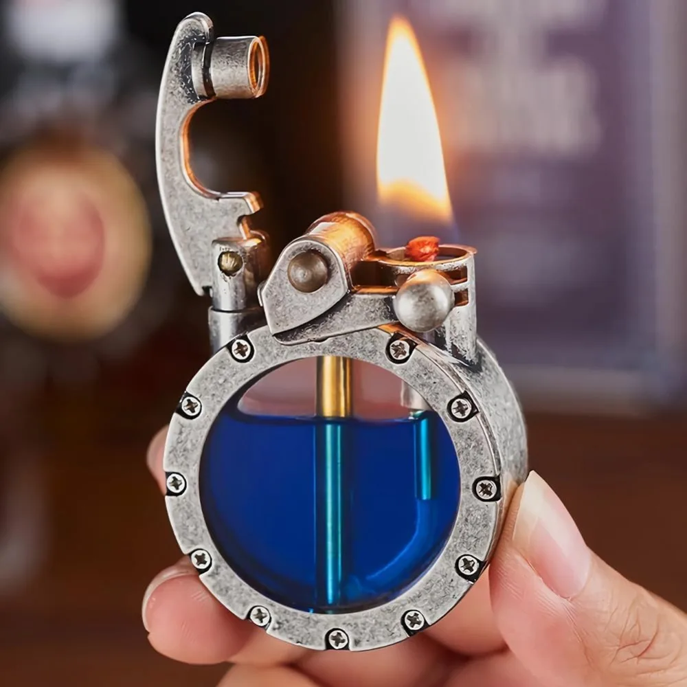 Vintage-Feuerzeug, Steampunk, Kerosin-Kraftstoff, cooles Butan-Feuerzeug mit sichtbarem Kraftstofftank, Sammlerstück, dekorativ, einzigartige Geschenke für Männer