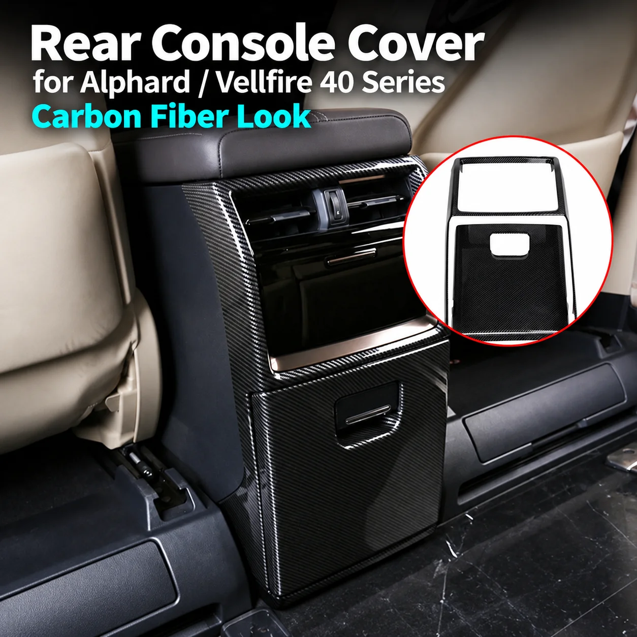 Car Console Kick Guard for Toyota Alphard Vellfire 40 Series ABS Armrest Box Back Trim Inner or Outer Frame Interior Accessories