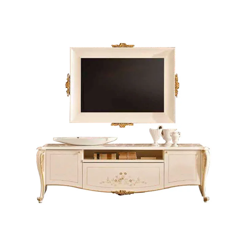 

Carved wine cabinet French glass locker wood leather parquet decorative TV cabinet villa combination furniture
