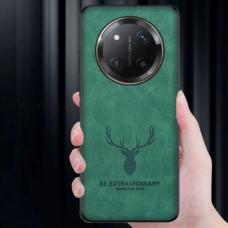 

For Honor X60 Pro Cartoon Elk Deer Head Leather Phone Case For Honor X60 X50 GT Holster Shockproof Cover For Honor X60 X50i Plus