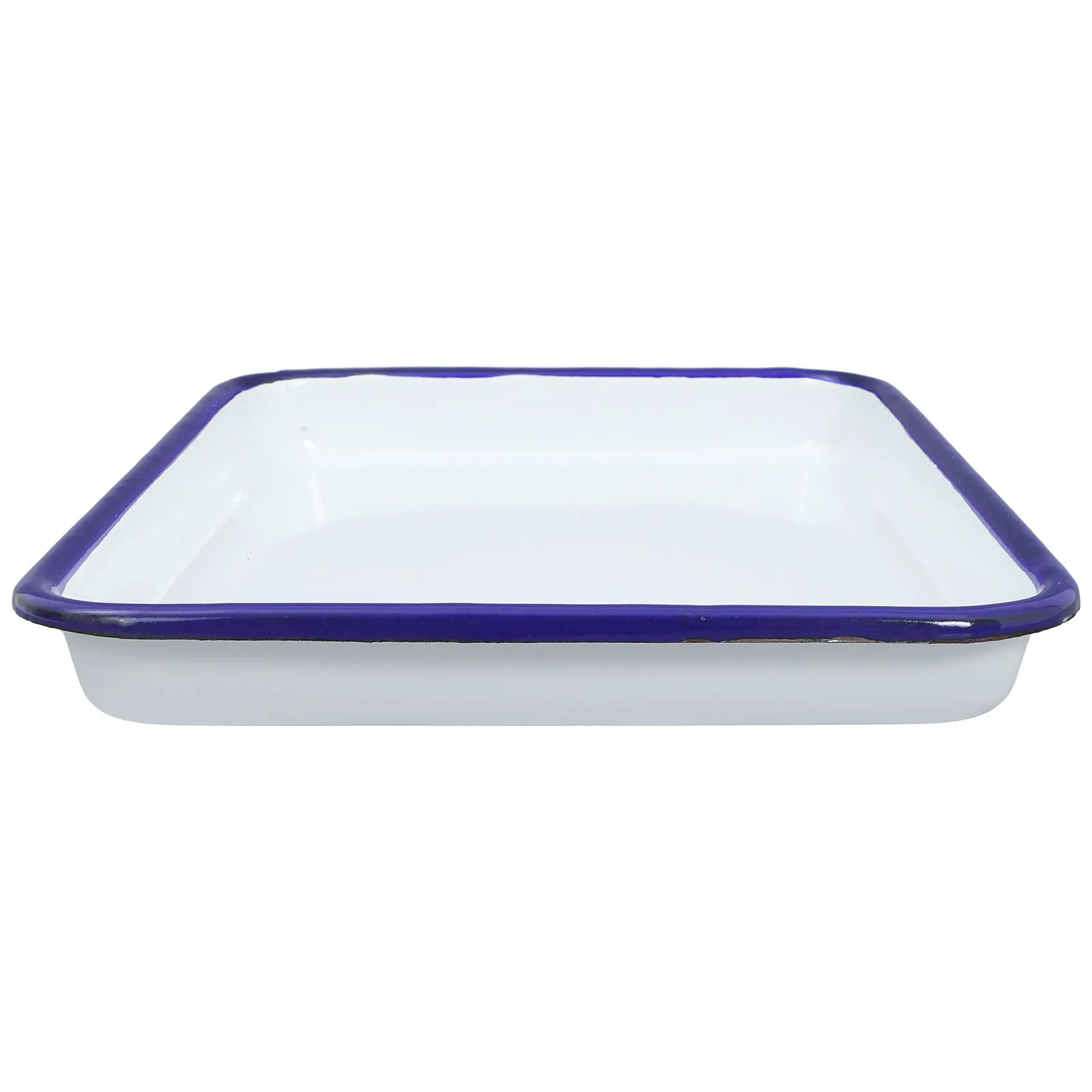 

White Enamel Serving Platter Rectangular Large Fruit Dessert Tray Smooth Scratch Resistant Elegant Tea Room Appetizer