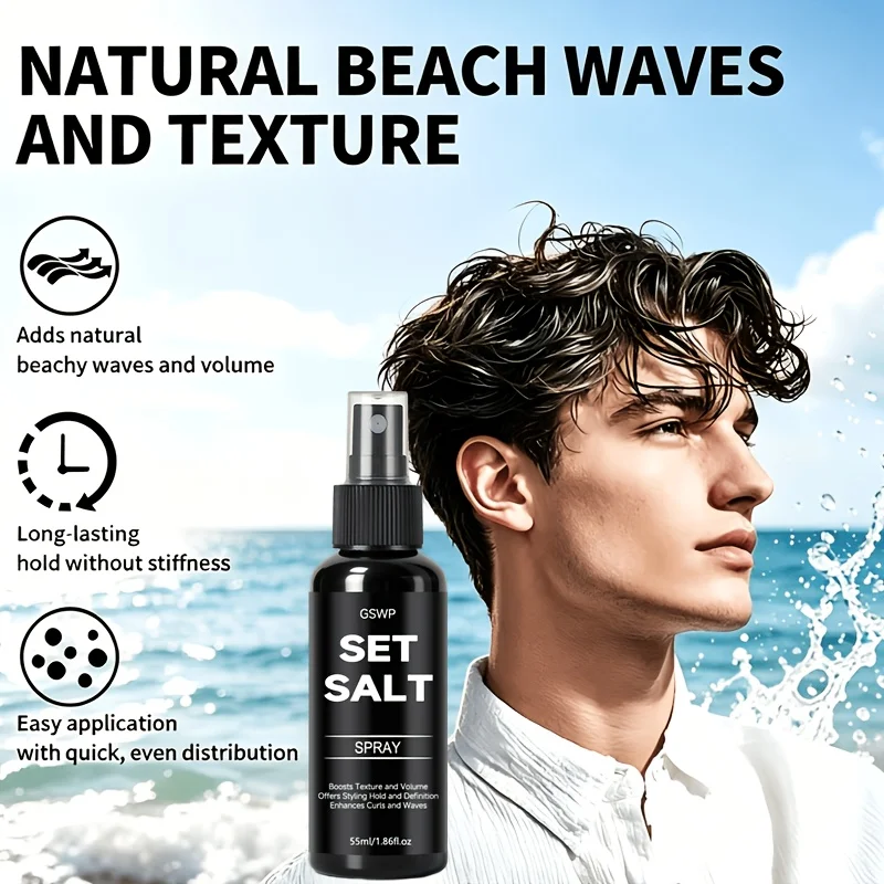 GSWP Sea Salt Styling Spray, erfrischend und nicht klebrig, verleiht sofort Volumen, entwickelt für feines Haar. 55ml/110ml – Detail 5