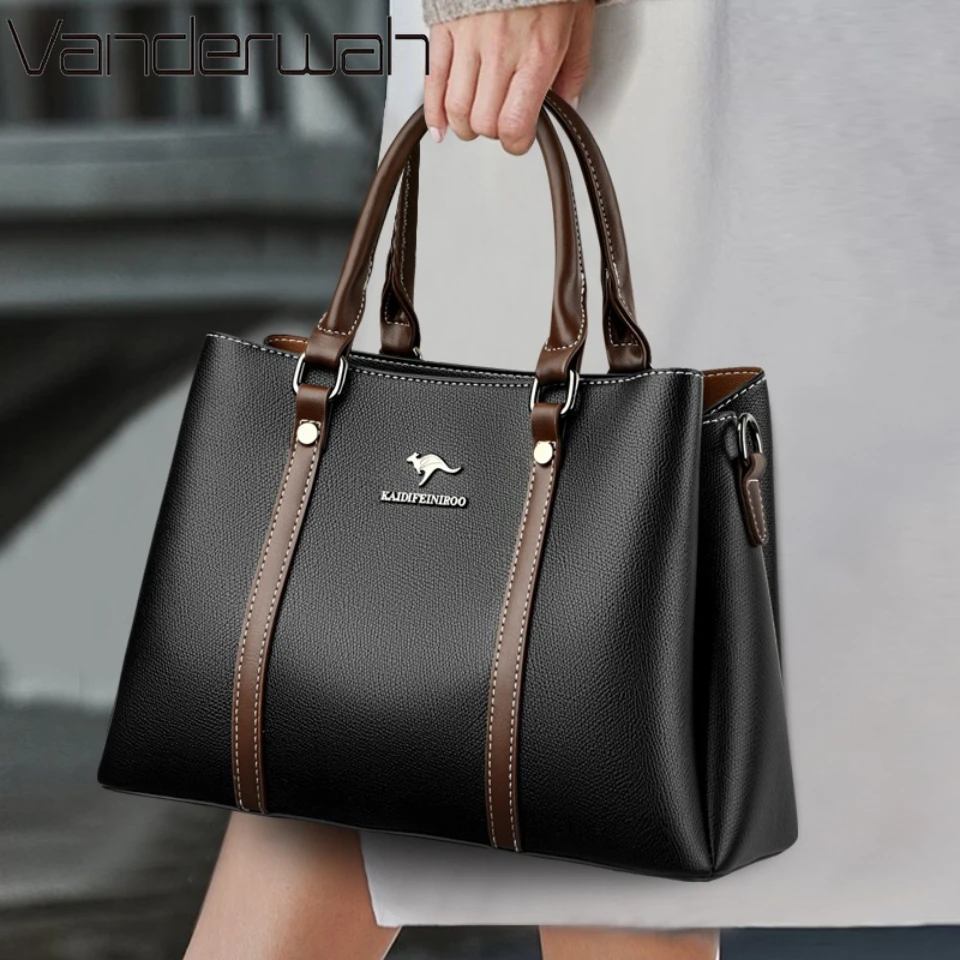 Top Quality Women's Soft Leather Handbag Top Handle Crossbody Shoulder Bag Large Capacity Multi-Pocket Small Tote Bag for Daily