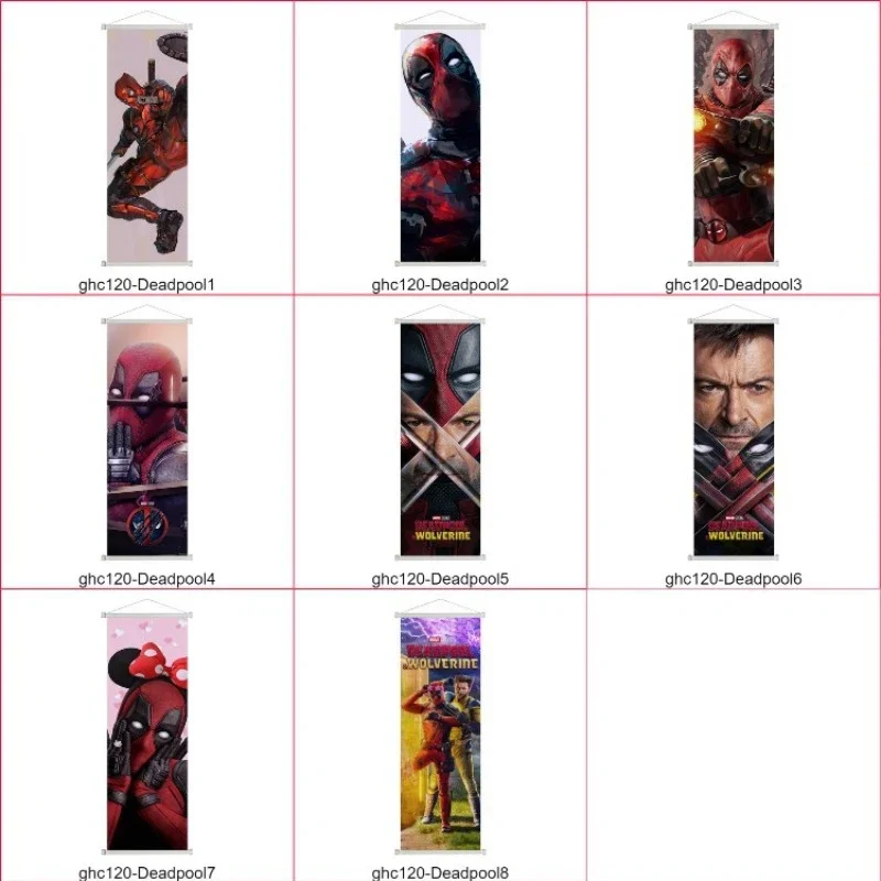 Deadpool Wolverine Hanging Paintings Anime Posters Oil Painting Poster Satin Scrolls Decorating Living Room Wall Ornamenta Gifts