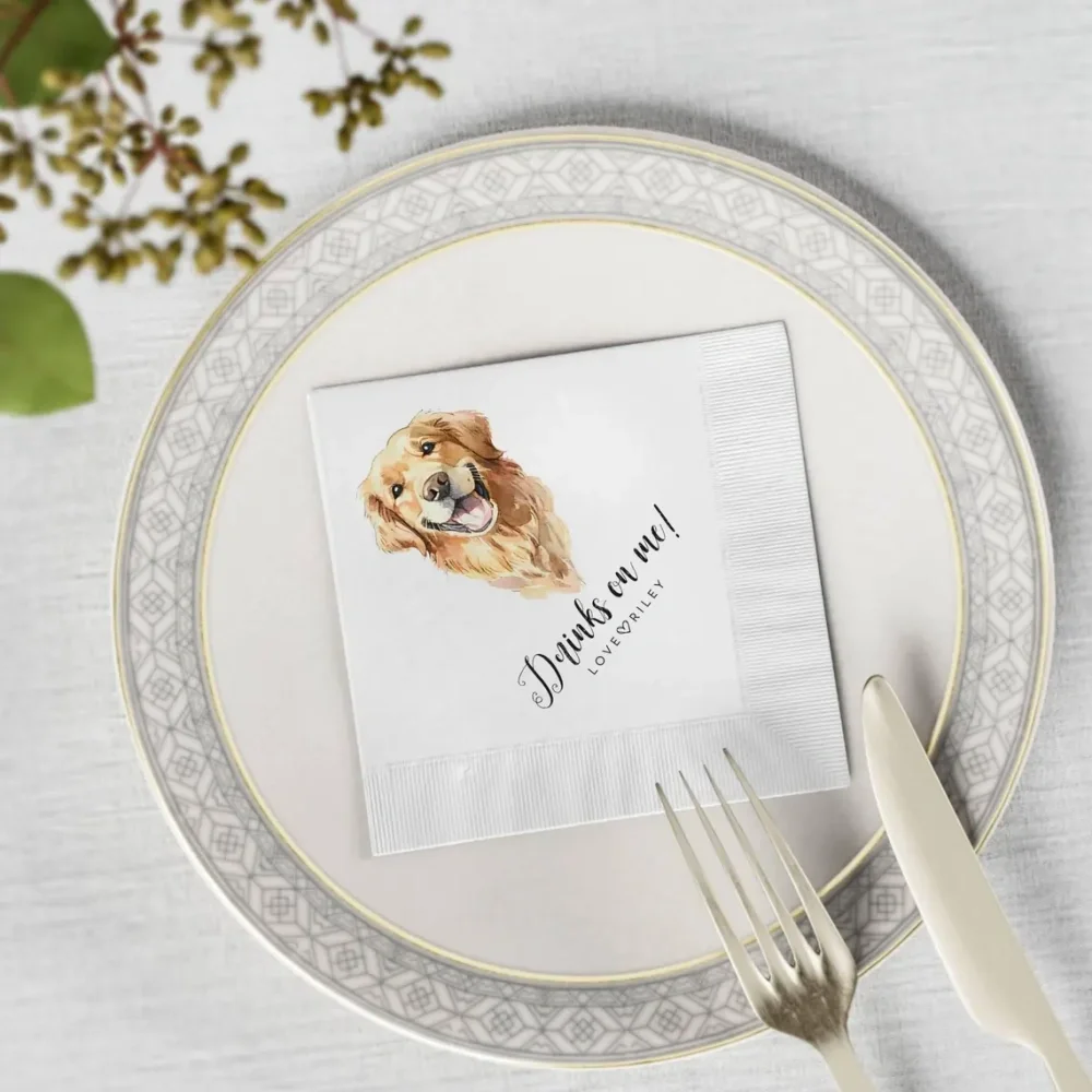 50 pcs Custom Pet Cocktail Napkins,Dog Wedding Napkins,Pet Portrait Napkins,Pet Lover Wedding Decor,Pet Cocktail Napkins