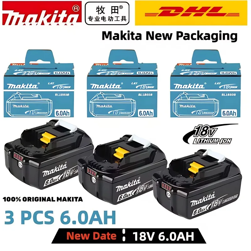 

2025original makita battery, makita 18v Tools Lithium Battery 6Ah/5Ah/3Ah makita DTW700 DDF487 DTD173 DGA404 HR140D DJV182