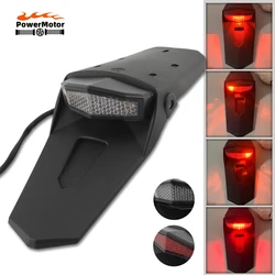 Motorcycle Tail Light Rear Fender Dirt Bike LED 12V Taillight Brake Stop License Plate Lamp Supermoto Motocross Enduro Dirt Bike